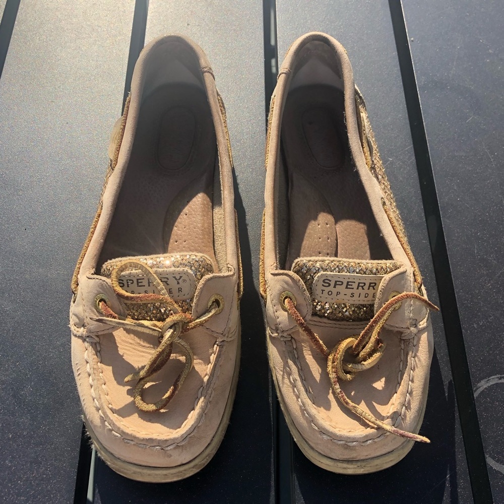 sperry | size 7.5 top-sider boat shoes with gold details